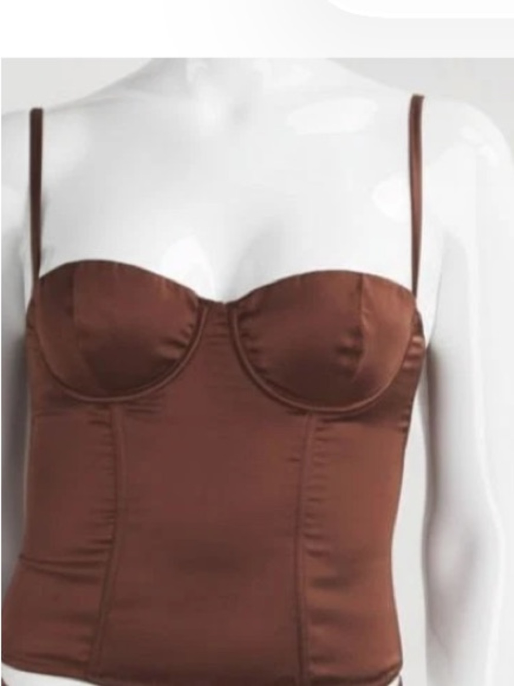 Brown Satin Bustier Camisole with adjustable straps